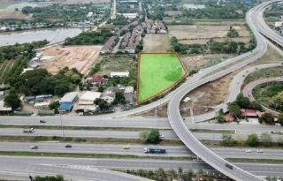 ให้เช่าและขายที่ดิน 7 ไร่ ริมถนนสาย345 ใกล้ทางลงถนนราชพฤกษ์ ปากเกร็ด นนทบุรี หน้ากว้างประมาณ 120 ม. อยู่ติดกันกับร้านหัตถศิลป์ ปากเกร็ด